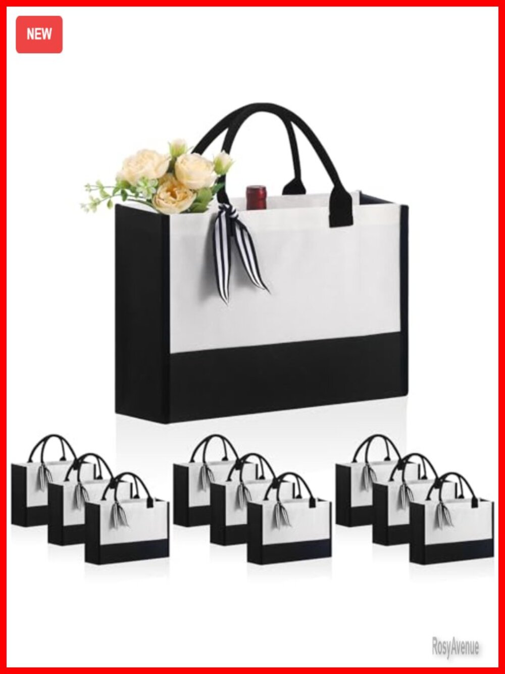 Canvas Tote Bag Set 10 PCS Reusable Grocery Beach DIY Gift Totes